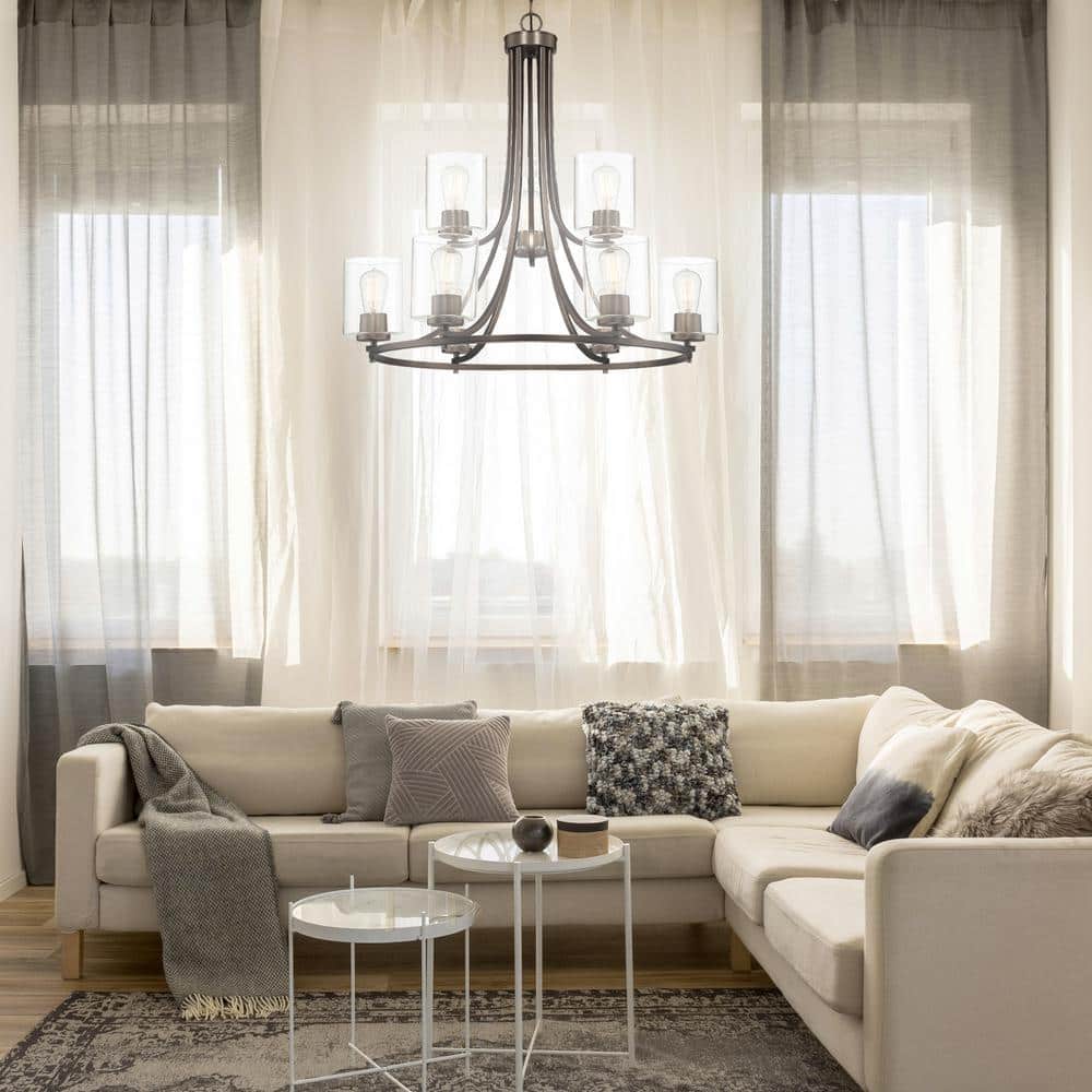 Liam Classic Satin Copper Bronze 30" Steel Chandelier