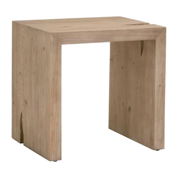 Benjara 24 in. Gray Rectangle Wood End Table with Wooden Frame