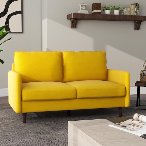 Uixe 57.11 in. W Modern Straight Arm Linen Yellow