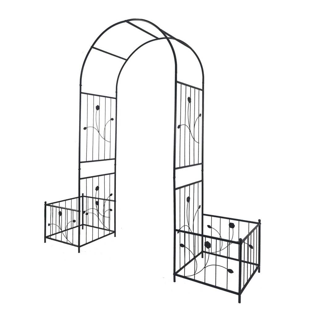 79.5 in. W x 86.6 in. H Metal Outdoor Garden Rose Arch, Climbing Plant Supp
