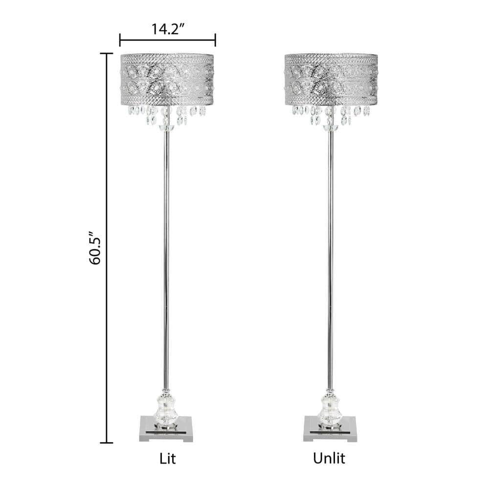 Monroe Polished Nickel 60.5" Crystal Jewel Floor Lamp