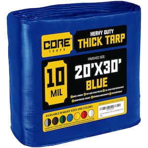 20 ft. x 30 ft. Blue 10 Mil Heavy Duty Polyethylene Tarp, Waterproof, UV Resistant, Rip and Tear Proof