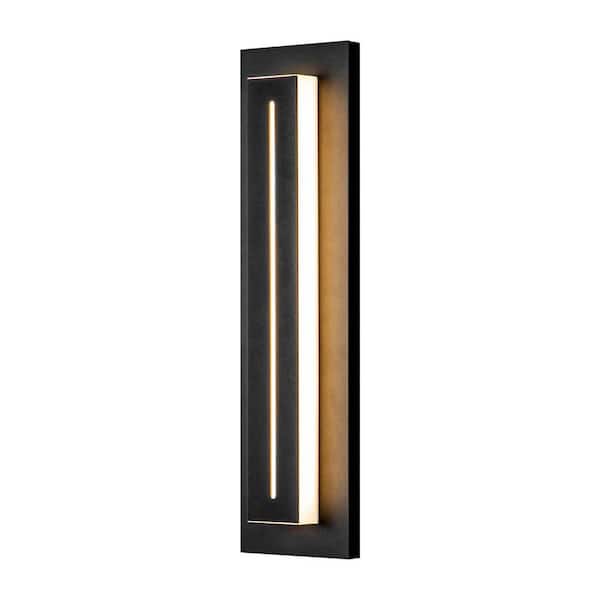 Asher 18 in. Industrial Black Hardwired Aluminum Integrated LED IP54 Waterproof Cylinder Outdoor Wall Sconce