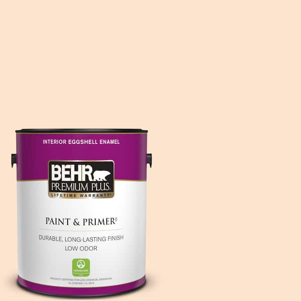 BEHR PREMIUM PLUS 1 gal. #PPL-21 Sweet Peach Eggshell Enamel Low Odor Interior Paint & Primer