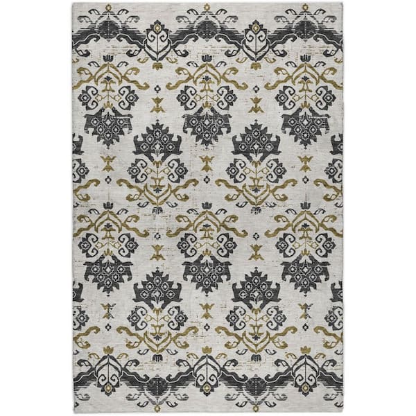 Dream Shag Premium Machine Washable Abstract ADS759 Black 10 ft. x 14 ft. Area Rug
