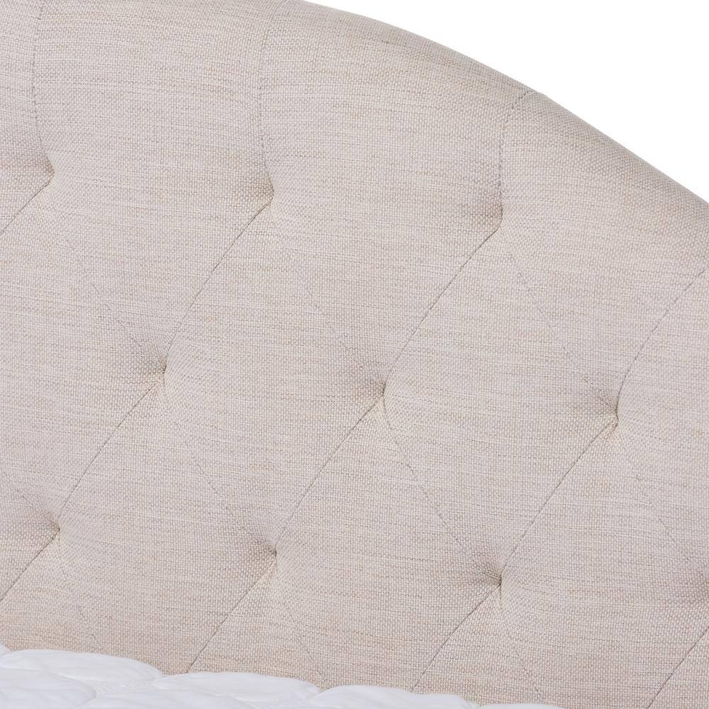 Light Beige Full Upholstered Daybed with Trundle and Tufted Headboard