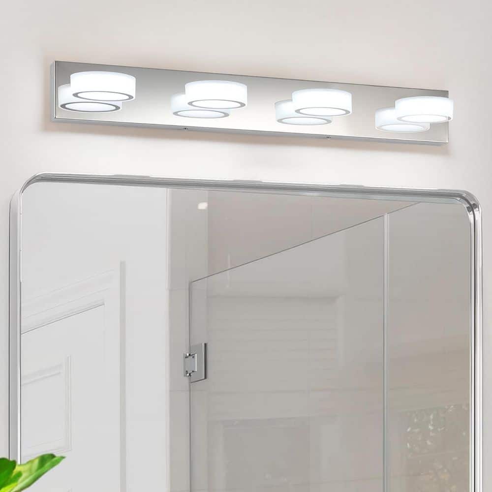 32 in. 4-Light Chrome LED Vanity Light, Dimmable 5500K Daylight and 270° Rotatable Lamphead price history on PriceWatchPro