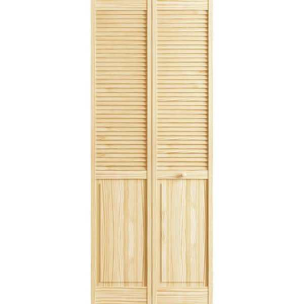 Veranda 30 in. x 78 in. Raw Louver Panel Pine Interior Closet Bi-fold Door
