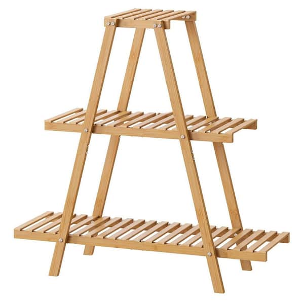 3-Tier Natural Wood Plant Stand (32.7 in. H W x 32 in. H