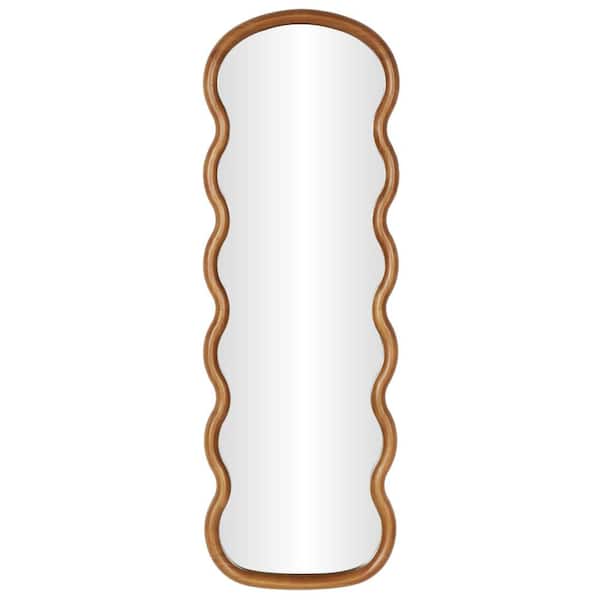 Litton Lane 47 in. x 16 in. Handmade Wavy Oval Framed Brown Wall Mirror
