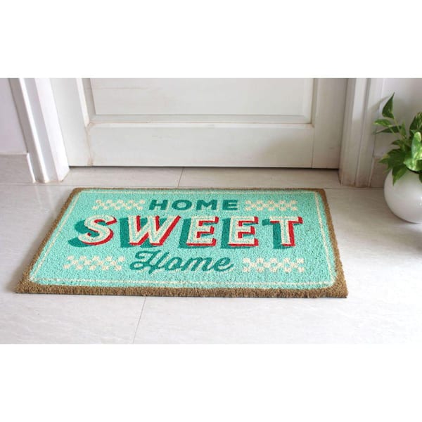 Home Sweet Home Doormat, Coir & Rubber, Tan & Black, 18 x 30 inches, Mardel