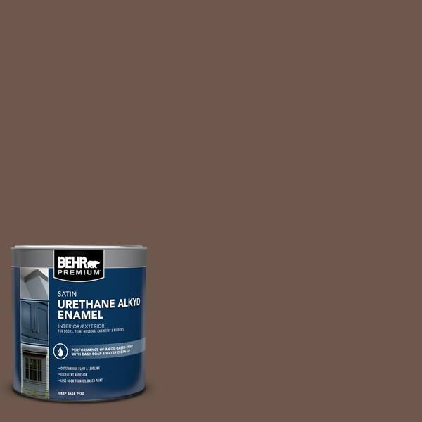 BEHR PREMIUM 1 qt. #N170-6 Natural Bark Satin Enamel Urethane Alkyd Interior/Exterior Paint