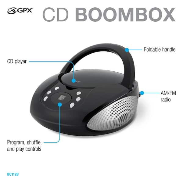 GPX Portable CD Boombox with AM/FM Radio BC112B - The Home Depot