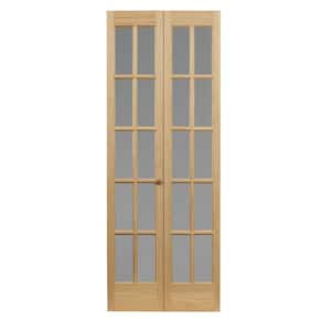 24 in. x 80 in. Classic French 10-Lite Opaque Glass/Wood Interior Bi-fold Door