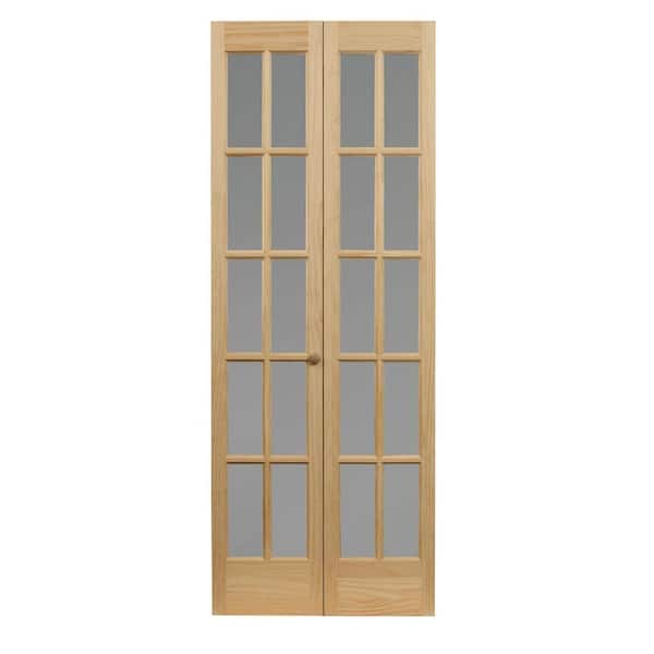 Pinecroft 36 in. x 80 in. Classic French 10-Lite Opaque Glass/Wood Interior Bi-Fold Door
