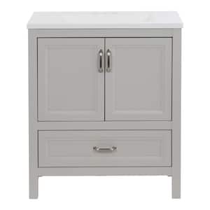 Gracenote 30 in. W x 19 in. D x 35 in. H Single Sink  Bath Vanity in Light Gray with White Cultured Marble Top