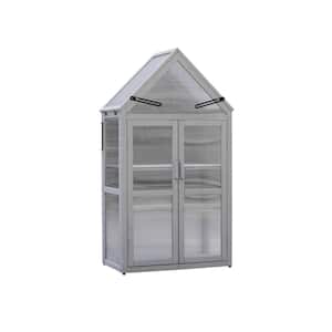 27.55 in. W x 16.14 in. D x 52.36 in. H Mini Dark Green Greenhouse, Plant Stand Indoor, Green Houses for Outside