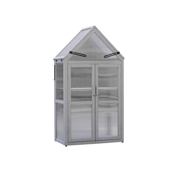 Zeus & Ruta 27.55 in. W x 16.14 in. D x 52.36 in. H Mini Dark Green Greenhouse, Plant Stand Indoor, Green Houses for Outside