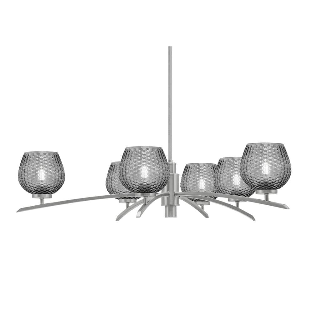 Siena 31.75 in. 6-Light Graphite Chandelier with 6 in. Smoke Textured Glass