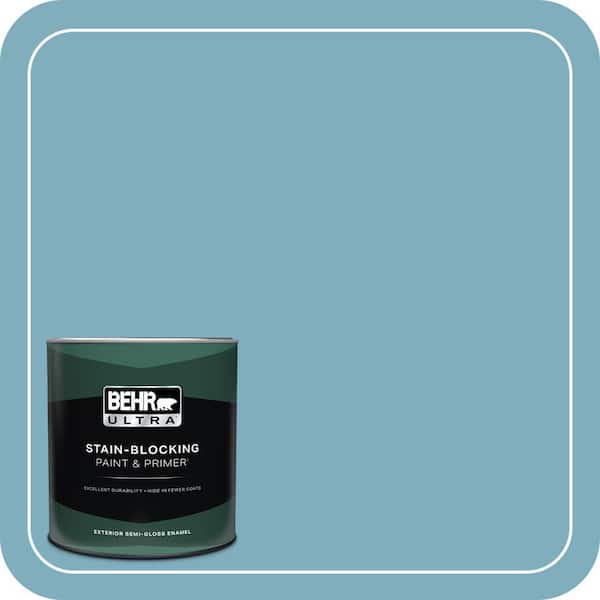 BEHR ULTRA 1 qt. #PMD-83 Porcelain Blue Semi-Gloss Enamel Exterior Paint & Primer