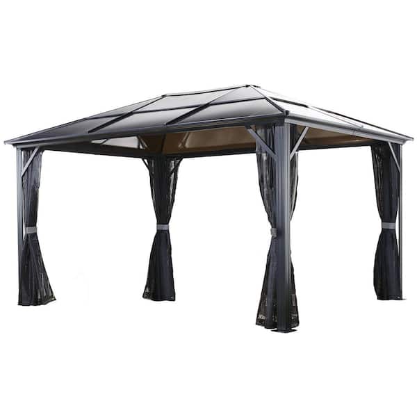 Meridien 10 ft. x 14 ft. Dark Grey Rustproof Aluminum Framed Gazebo