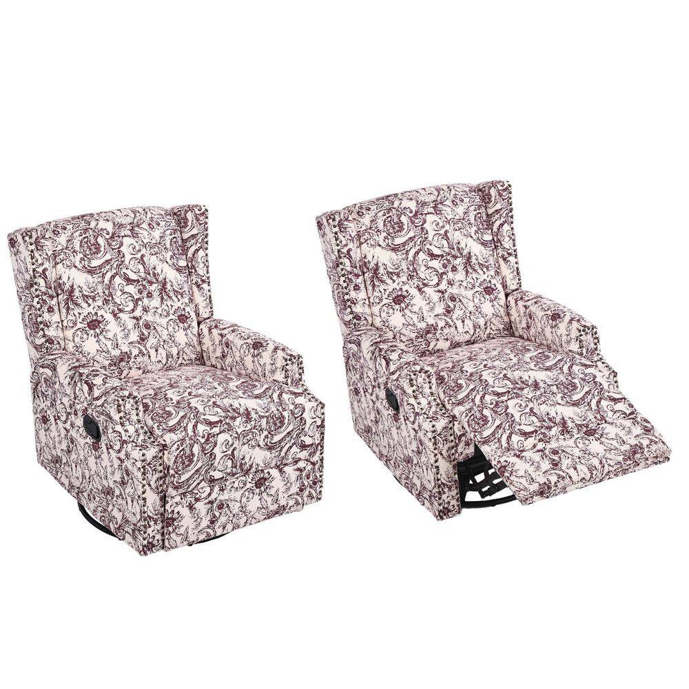 Rococo Plum Pattern Chenille Swivel Upholstered Metal Base Recliner with Manually adjustable backrest(Set of 2) price history on PriceWatchPro