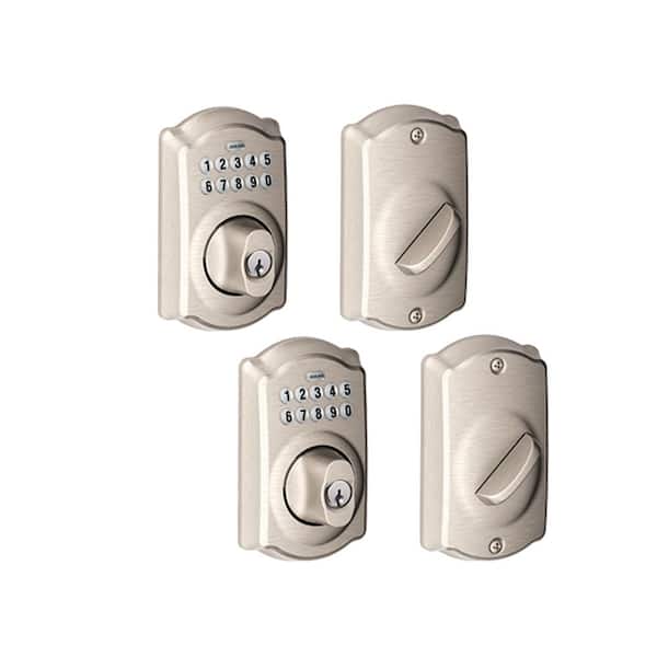 Camelot Satin Nickel Keypad Electronic Door Lock Deadbolt (2-Pack)
