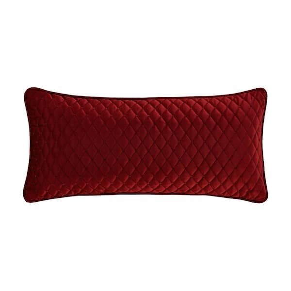 Unbranded Monica Polyester Crimson Quilted Boudoir Decorative Throw Pillow 15 in. X 20 in.