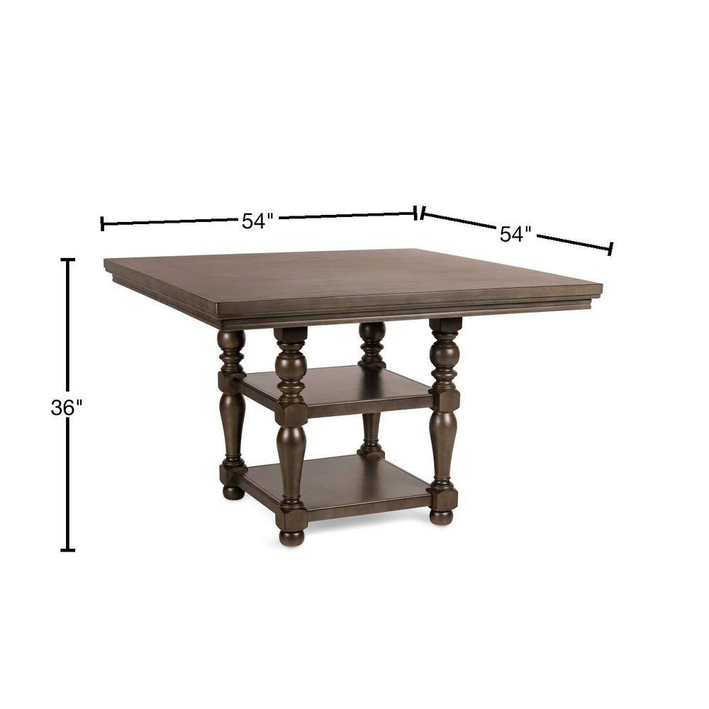 54" Brown Wood Transitional Square Counter Height Dining Table