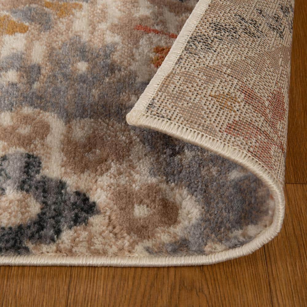 Ginger Floral Synthetic Reversible Area Rug, 7' x 9'