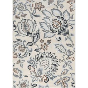 Madison Floral Cream 8 ft. x 10 ft. Indoor Area Rug