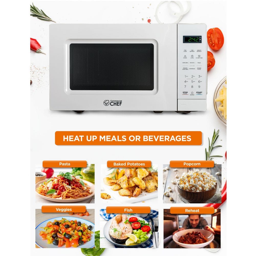 Compact White 0.7 Cu Ft Countertop Microwave Oven for RV