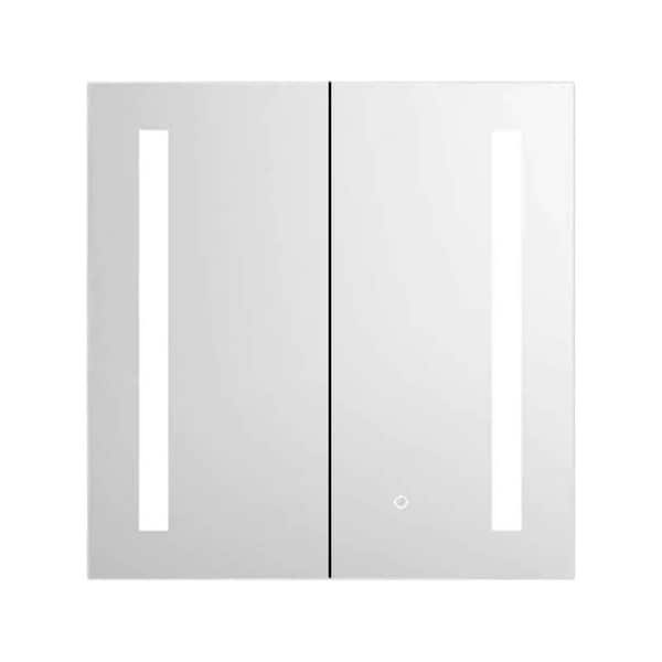 Unbranded 30 in. W x 30 in. H Silver Rectangle Aluminum Recessed or Surface Mount Medicine Cabinet, Medicine Cabinet with Mirror