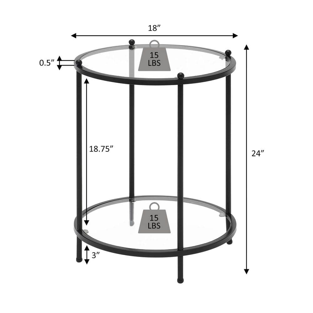 Royal Crest 18 in. Chrome Standard Height Round Glass Top End Table - thumbnail 9