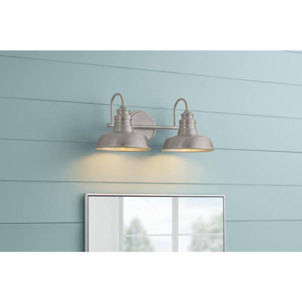 Elmcroft 18.25 in. 2-Light Brushed Nickel Farmhouse Vanity with Metal Shades price history on PriceWatchPro
