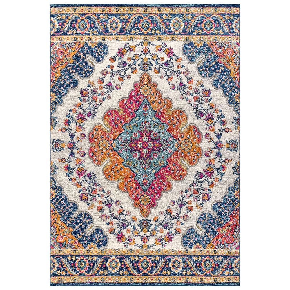 Multi-Colored Polypropylene 4 ft. x 6 ft. Floral Indoor Area Rug