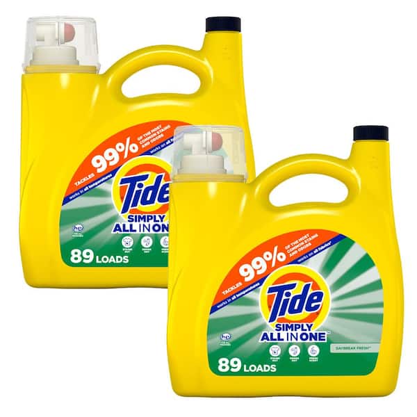 Tide Simply All in One Daybreak Fresh Scent Liquid Laundry Detergent, 89-Loads, 117 fl. oz., 2-Pack