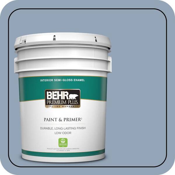 BEHR PREMIUM PLUS 5 gal. #580F-4 River Valley Semi-Gloss Enamel Low Odor Interior Paint & Primer