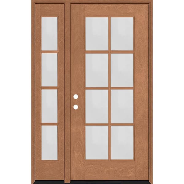 Steves & Sons Regency 53 in. x 80 in. Full Lite 8 Lite Clear Glass RH AutumnWheat Mahogany Fiberglass Prehung Front Door w/14in.SL
