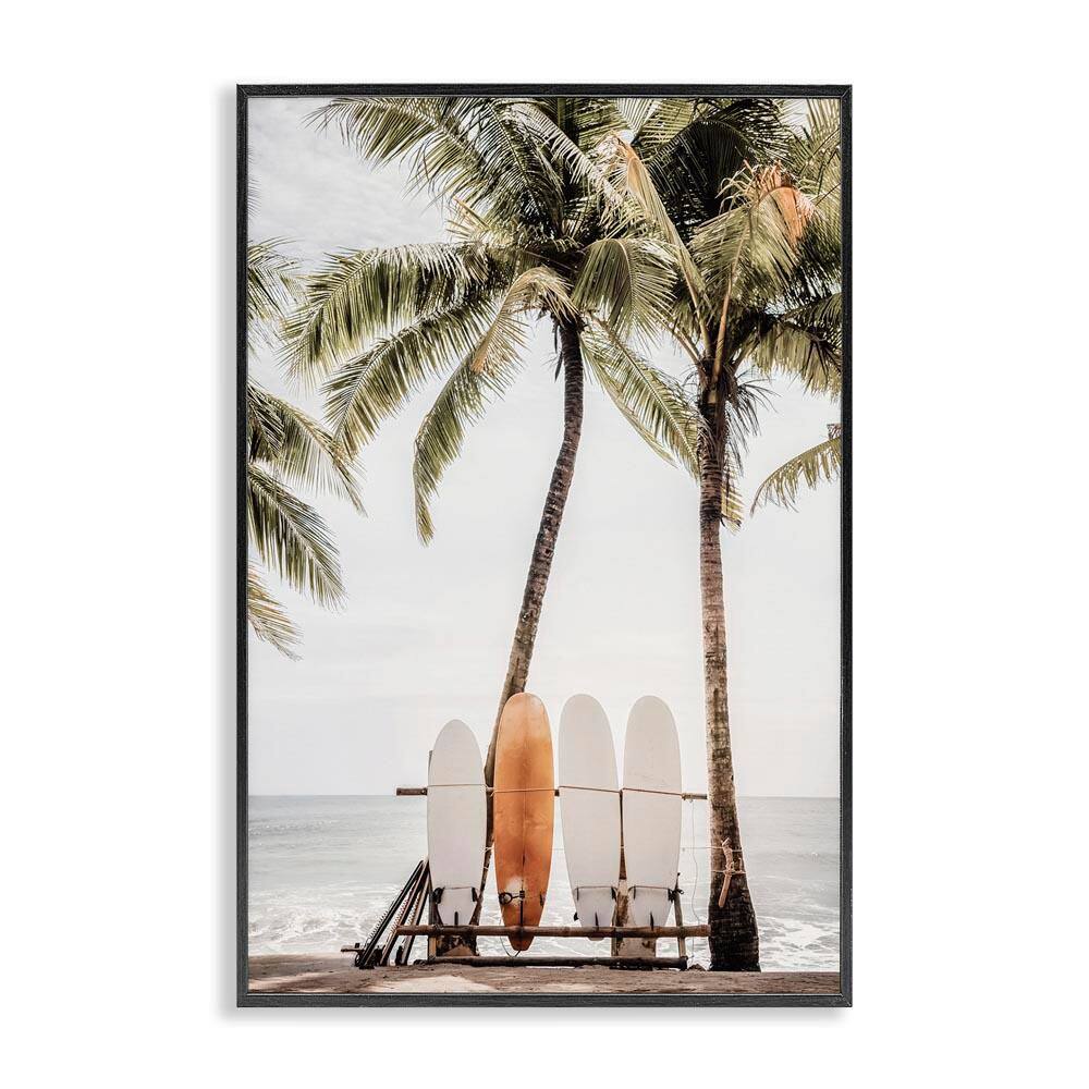 Hawaii Surfboards View by Sisi and Seb Black Framed Coastal Giclee Art Print 24 in. x 16 in. price history on PriceWatchPro