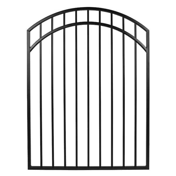 NUVO IRON 3.75 ft. x 4.67 ft. Coral Profile Black Iron Arched Top Fence ...