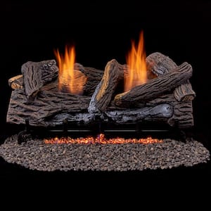 Split Red Oak 24 in. Vent-Free Gas Fireplace Logs With Manual Control