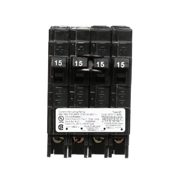 Siemens 15 Amp Double-Pole and (2) 15 Amp Single-Pole Type QT Triplex Circuit Breaker