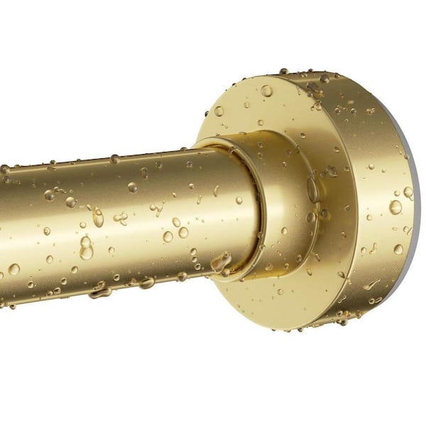 66 in. Gold Never Rust Adjustable Spring Tension Non Slip No Drilling Shower Curtain Rod for Bathroom Window in Gold
