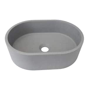 15.74 in. L x 11.02 in. W Modern Style Cement Gray Concrete Double Oval Bathroom Vessel Sink without Faucet and Drain