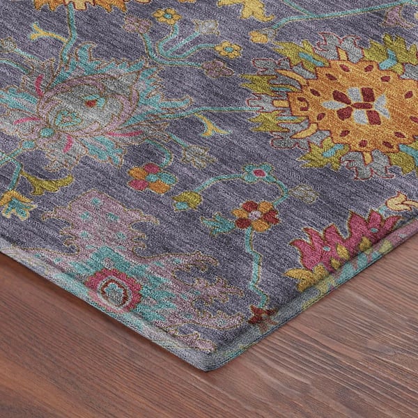 Mayfield Premium Machine Washable Abstract AMF2288 Purple 2 ft. x 7 ft. Runner Rug