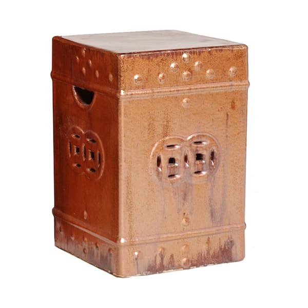Emissary Square Fortune Cinnabar Ceramic Garden Stool 0955CI Emissary Square Fortune Cinnabar Ceramic Garden Stool 0955CI