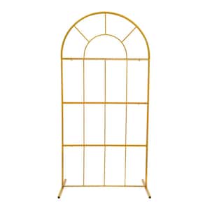 78.74 in. x 39.37 in. Gold Wedding Arch Metal Backdrop Stand Balloon Flower Stand Garden Decoration Arbor
