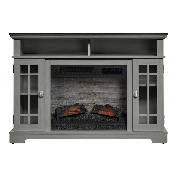 StyleWell Canteridge 47 in. W Freestanding Media Console Electric Fireplace  TV Stand in Gray with Brown Top 150496 - The Home Depot