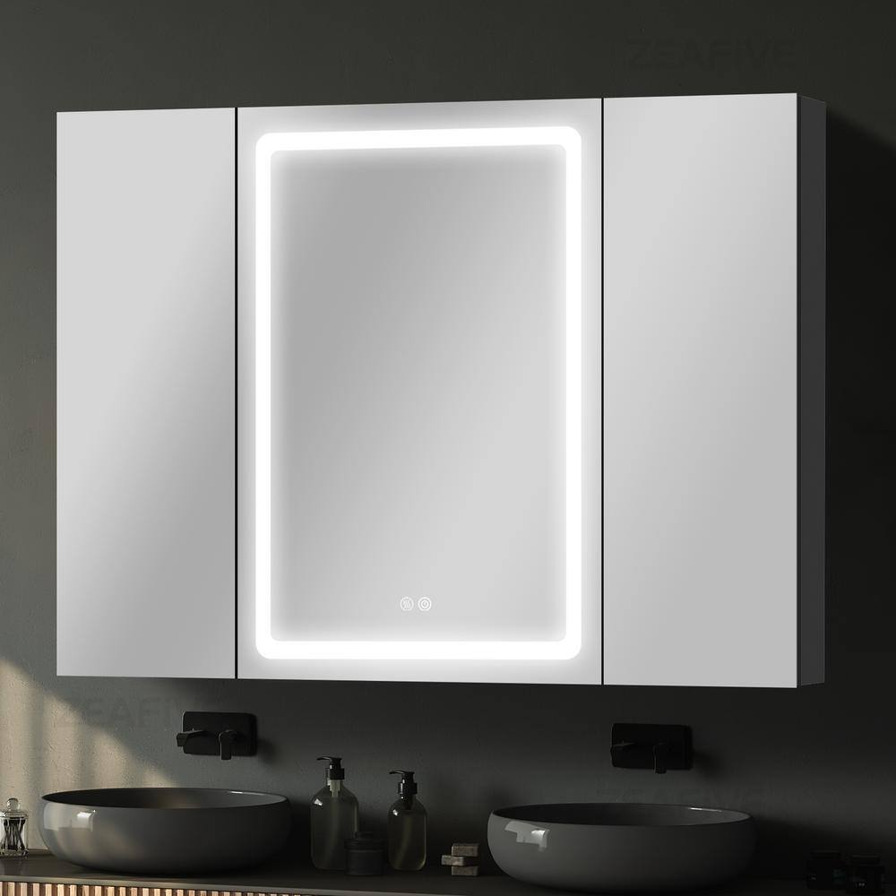 Zeafive 40 in. W x 30 in. H Rectangular Black Aluminum Surface Mount